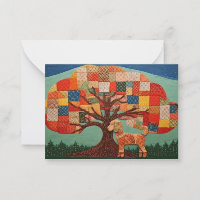 Quilted Poodle Note Card (Front)