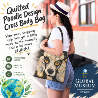 Quilted Poodle Pattern Design Cross Body Bag