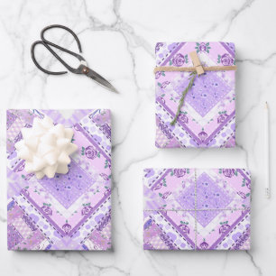 Quilted Purples Wrapping Paper Sheet