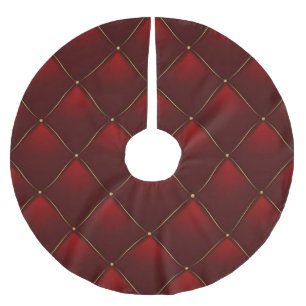 Quilted Red Gold Thread Background Brushed Polyester Tree Skirt