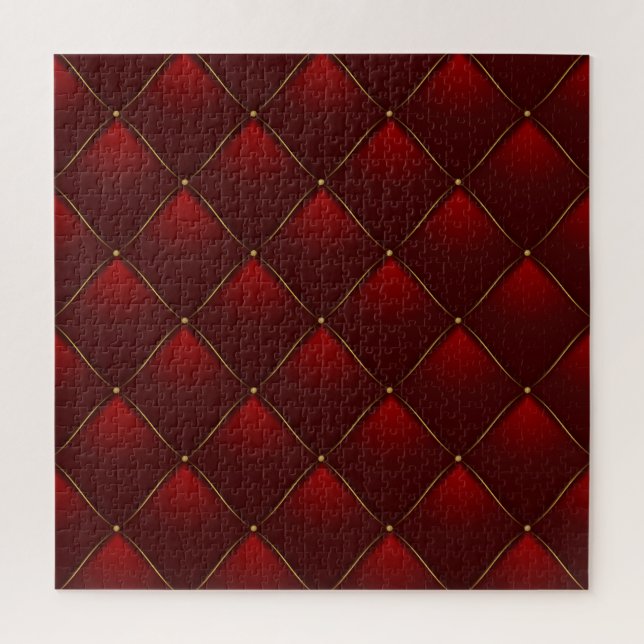 Quilted Red Gold Thread Background Jigsaw Puzzle (Vertical)