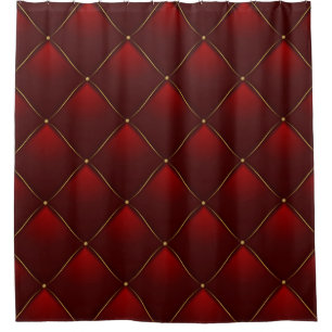 Quilted Red Gold Thread Background Shower Curtain