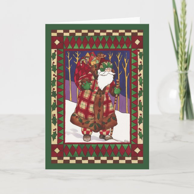 QUILTED SANTA HOLIDAY CARD (Front)