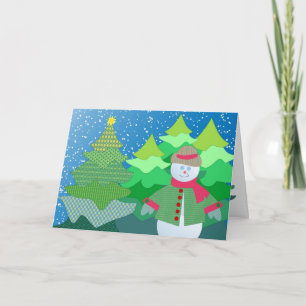 Quilted snowman holiday card