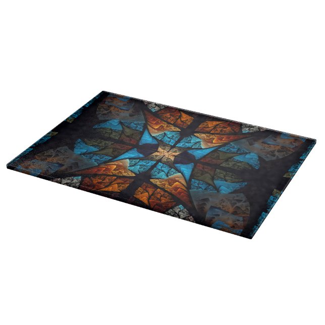 Quilted Star Abstract in Blues Cutting Board (Corner)