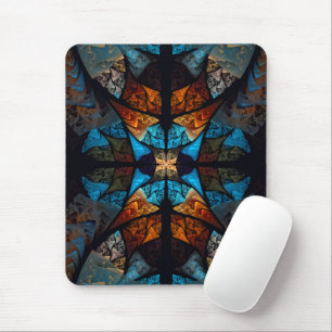 Quilted Star Abstract in Blues Mouse Mat