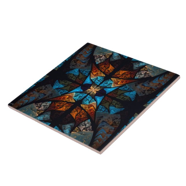 Quilted Star Abstract in Blues Tile (Side)