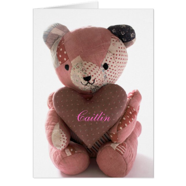 quilted teddy bear with calico heart Caitlin (Front)