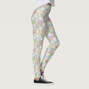 Quilted Triangles in Spring Green Pastels Leggings