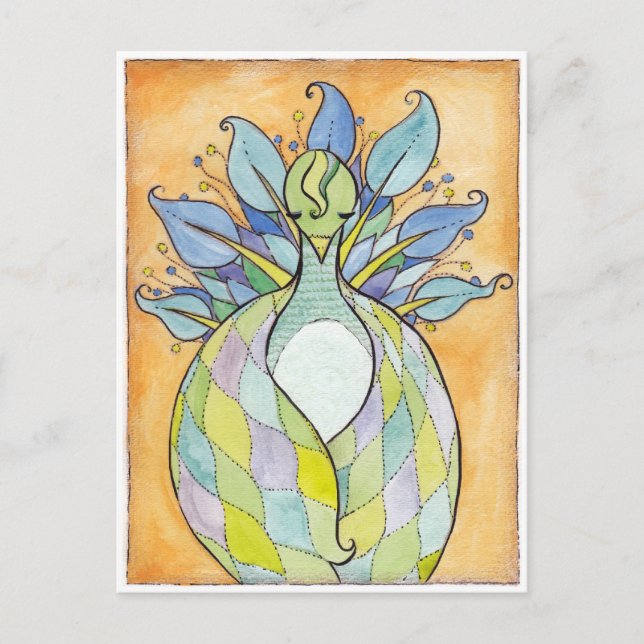 "Quilted Wings" Original Artwork Postcard (Front)