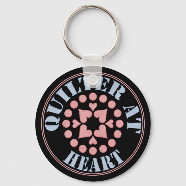 Quilter At Heart, Circular Block Key Ring (Front)
