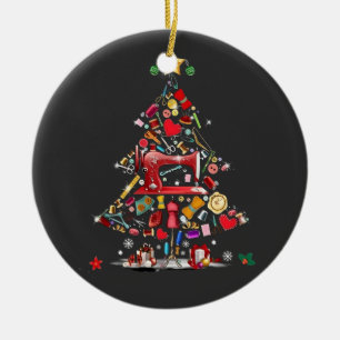 Quilter Merry Christmas Tree Quilt Block Quilting  Ceramic Tree Decoration