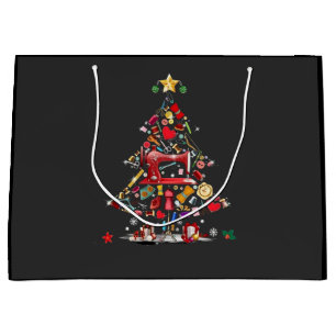 Quilter Merry Christmas Tree Quilt Block Quilting Large Gift Bag