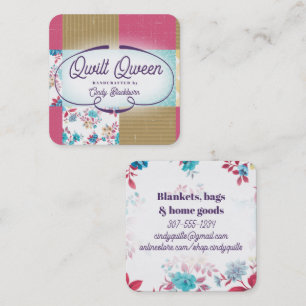 Quilter quilting block quilt fabric crafts floral  square business card