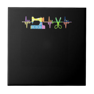 Quilter Sewing Heartbeat - Quilting Lover Tile