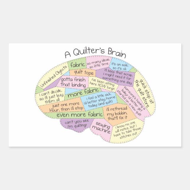Quilter's Brain Rectangular Sticker (Front)
