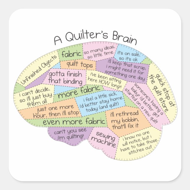 Quilter's Brain Square Sticker (Front)