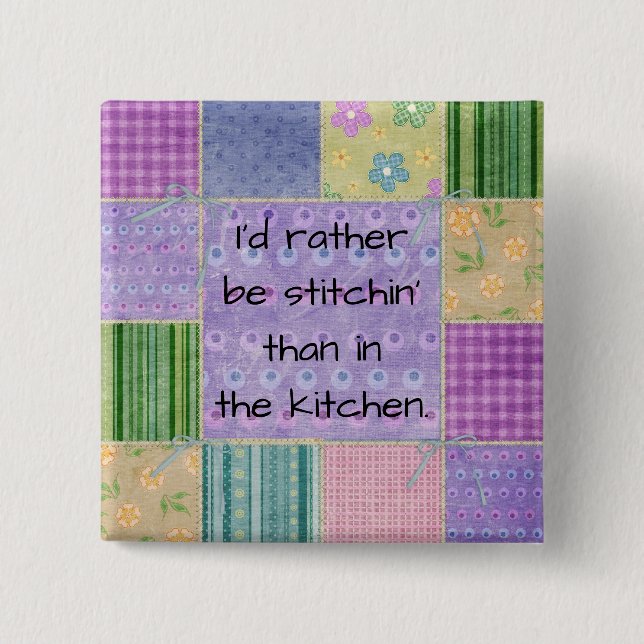 Quilter's Country Patchwork 15 Cm Square Badge (Front)