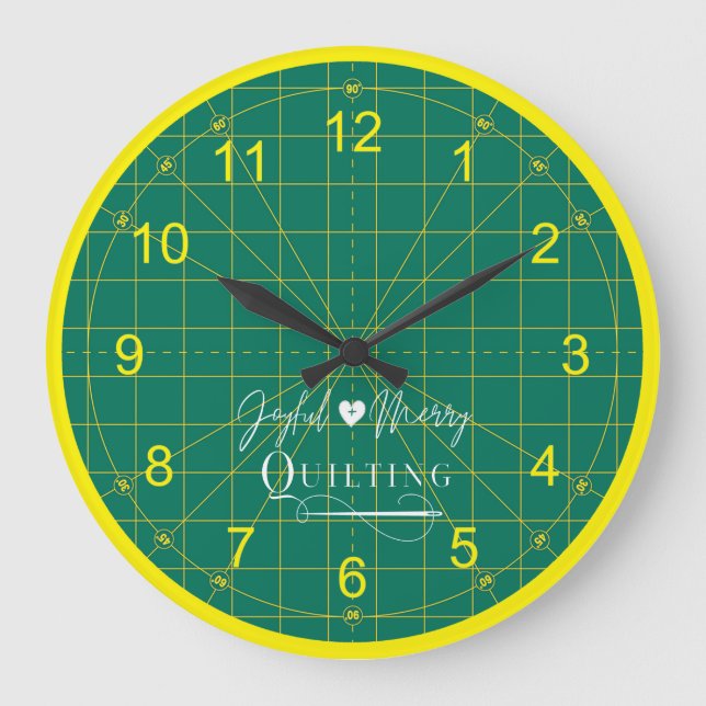 Quilter's Logo Green Cutting Mat Round Clock (Front)