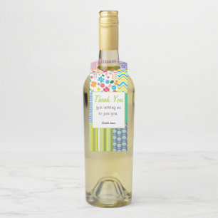 Quilters Patchwork Custom Hostess Gift Wine Bottle Tag