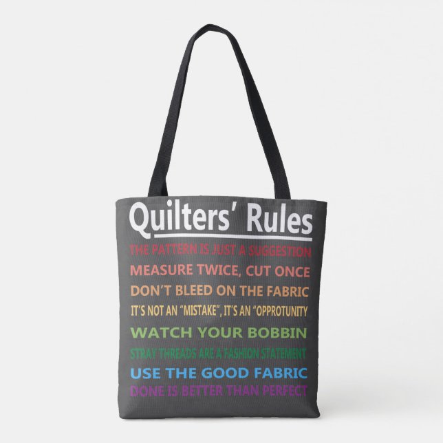 Quilters' Rules Tote Bag (Back)
