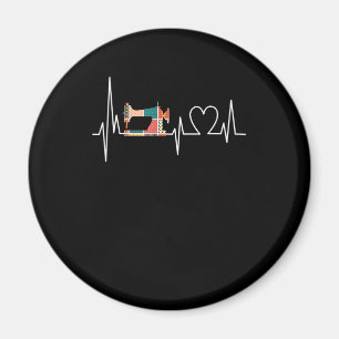Quilting And Sewing Is My Loves Heartbeat Gifts Magnet