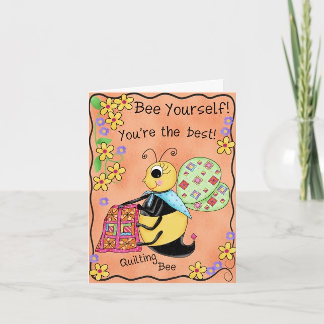 Quilting Bee Whimsy Honey Bee Yourself Art Card (Front)