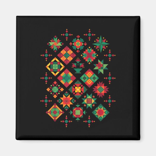 Quilting Block Pattern Quilters Sewing Lovers Quil Magnet (Front)