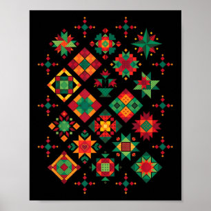 Quilting Block Pattern Quilters Sewing Lovers Quil Poster