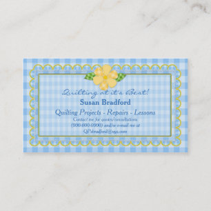 QUILTING BUSINESS CARDS - BLUE GINGHAM