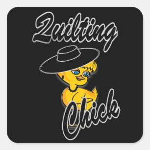 Quilting Chick #4 Square Sticker