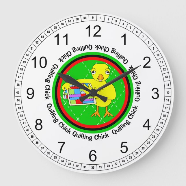 Quilting Chick Circle Large Clock (Front)
