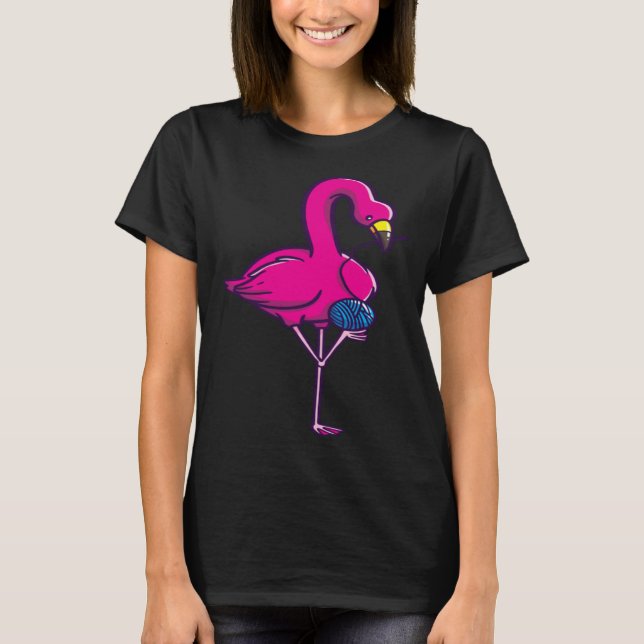 Quilting Crochet Gif for Women Knitting Flamingo T-Shirt (Front)