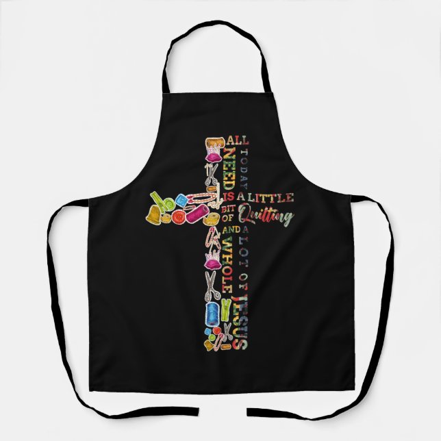 Quilting Faith Cross Whole Lot of Jesus Christian  Apron (Front)