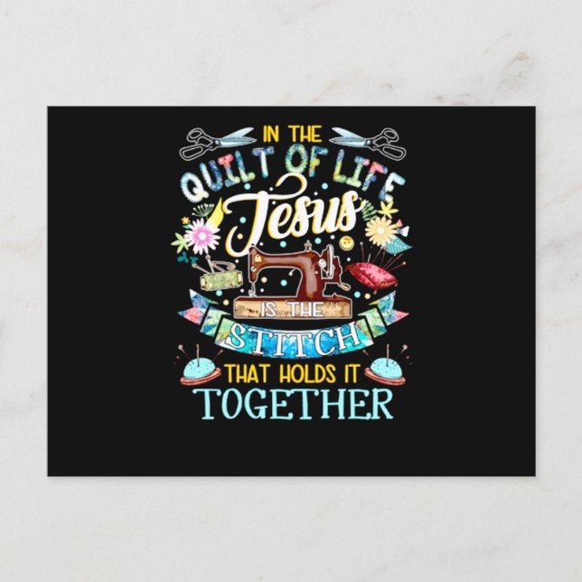 Quilting Gifts | In The Quilt Of Life Jesus Postcard (Front)