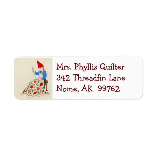 Quilting Gnome Lady address label (Front)