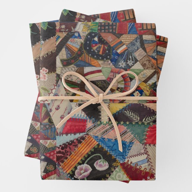Quilting Patchwork Colourful Collage Pattern  Wrapping Paper Sheet (In situ)