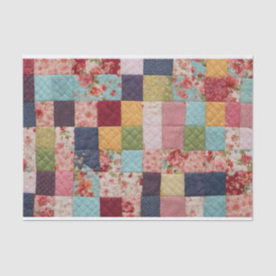 Quilting Patchwork Colourful Floral Squares Tissue Paper