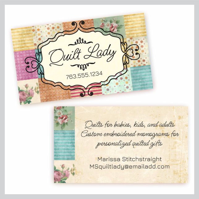 Quilting patchwork grunge quilter sewing gift card (Creator Uploaded)