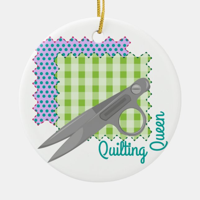 Quilting Queen Ceramic Tree Decoration (Front)