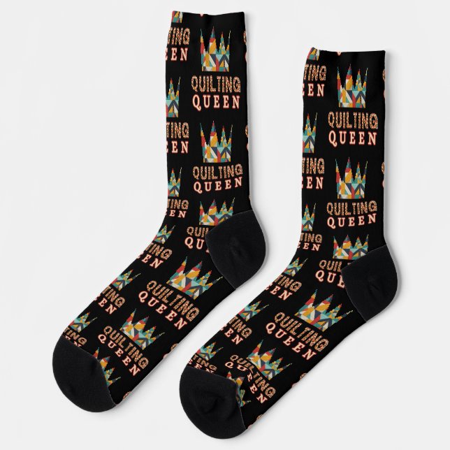 Quilting Queen - Funny Quilter - Quilting Lovers Socks (Left)