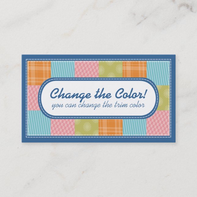 Quilting quilters fabric swatches crafts biz cards (Front)