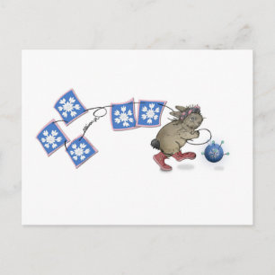 Quilting Rabbit Winter Snowflakes Postcard