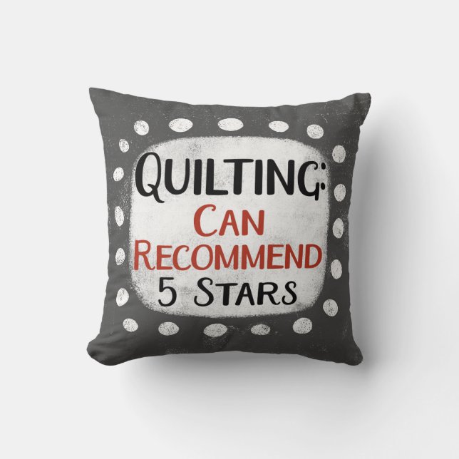 Quilting Review 5 Stars Throw Pillow (Front)