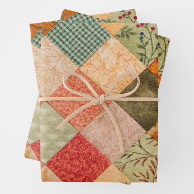 Quilting Squares Colourful Collage Pattern   Wrapping Paper Sheet (In situ)