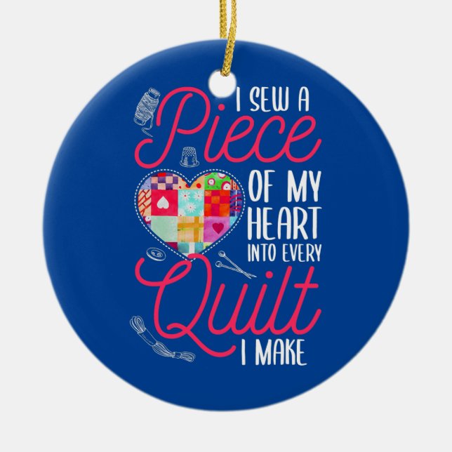 Quilting Supplies Quilting Fabric Rulers Ceramic Tree Decoration (Front)