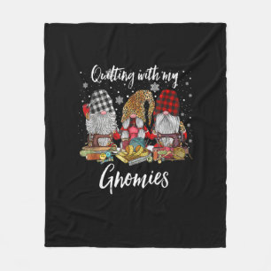 Quilting With My Gnomies Christmas Gnomes Holiday Fleece Blanket