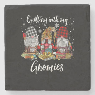 Quilting With My Gnomies Christmas Gnomes Holiday Stone Coaster