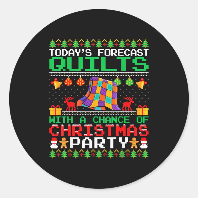 Quilts Christmas Party Quilts Quilting Christmas U Classic Round Sticker (Front)