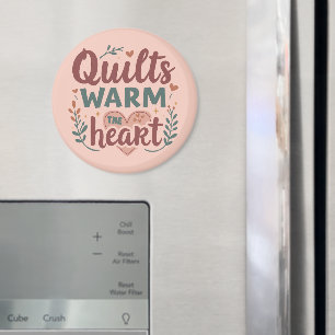 "Quilts Warm The Heart" Cozy Quilting Cottagecore Magnet
